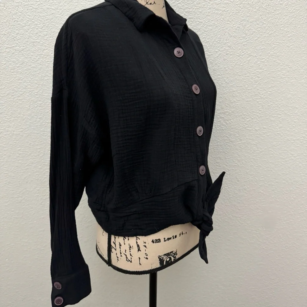 Free People Sunstreaks Tie Front Top Blouse Size Small - Picture 6 of 13